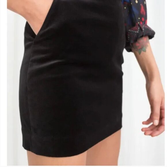 NWT & Other Stories Black Velvet Pencil Mini Skirt 6 - Picture 3 of 6